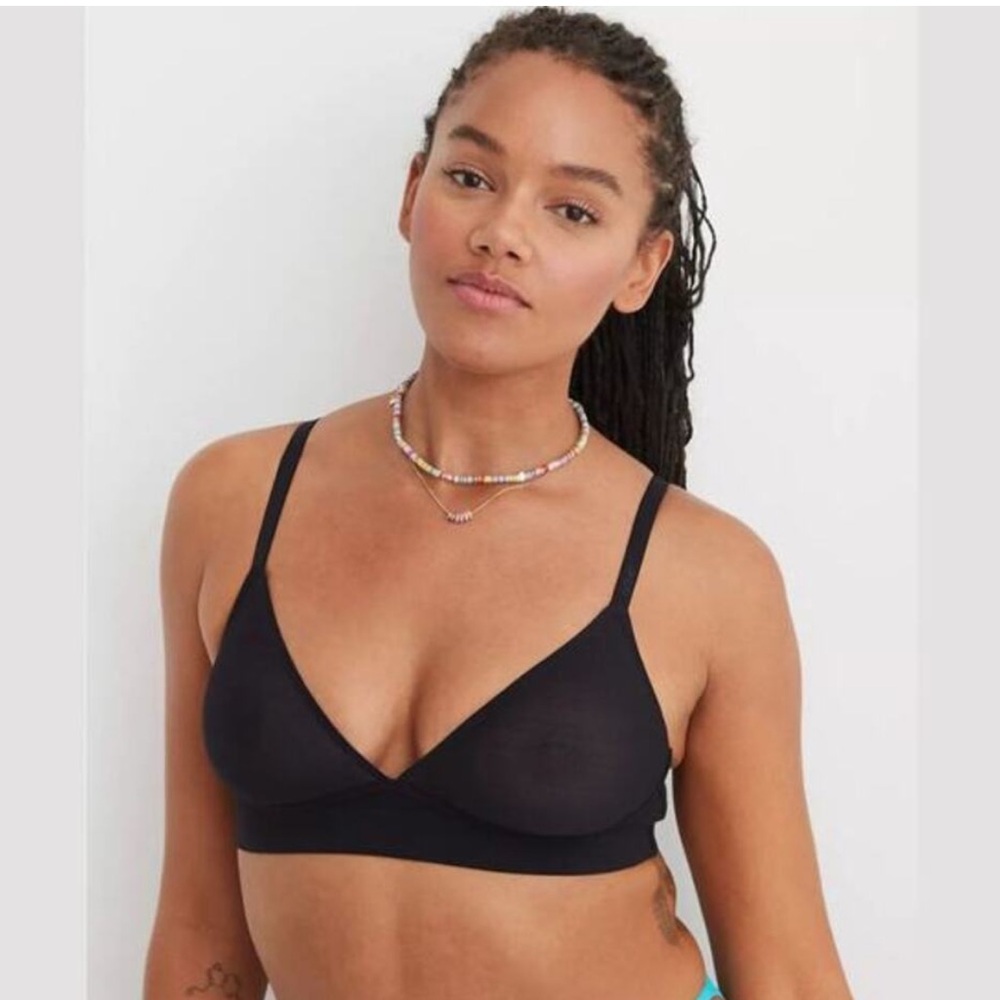 aerie Black Wireless Triangle Bralette